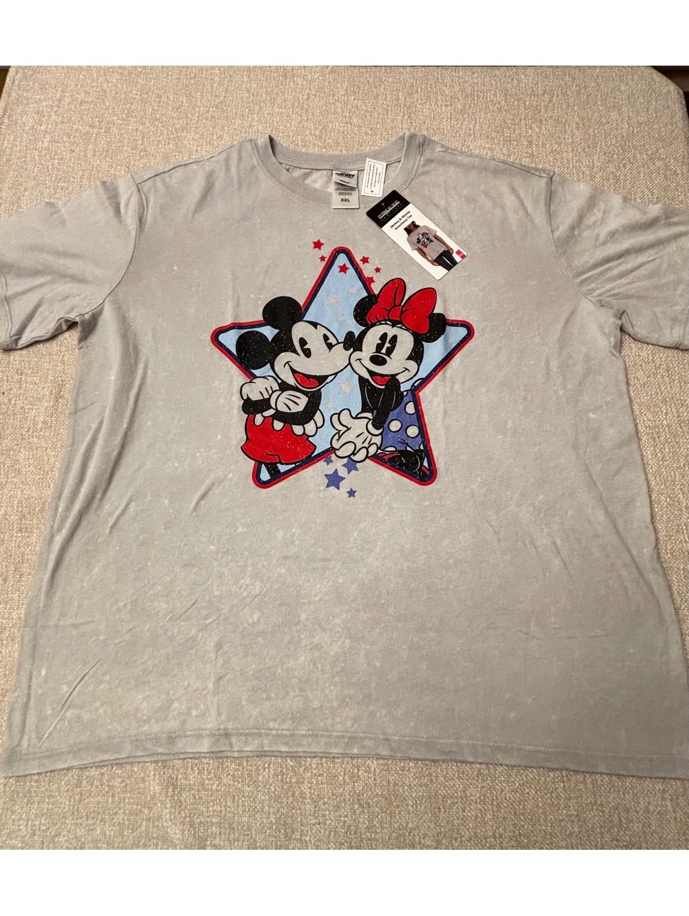Freeze New York Women’s Mickey & Minnie Americana Crewneck T-Shirt Gray Size XXL
